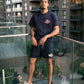 NAVY WAVE FONT T-SHIRT