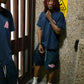 NAVY WAVE FONT T-SHIRT